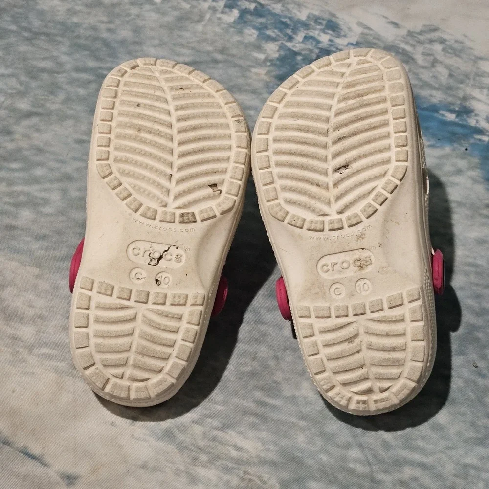 Crocs Unicorn Clogs Girls Toddler Size C10 White Pink Rainbow Shoes
